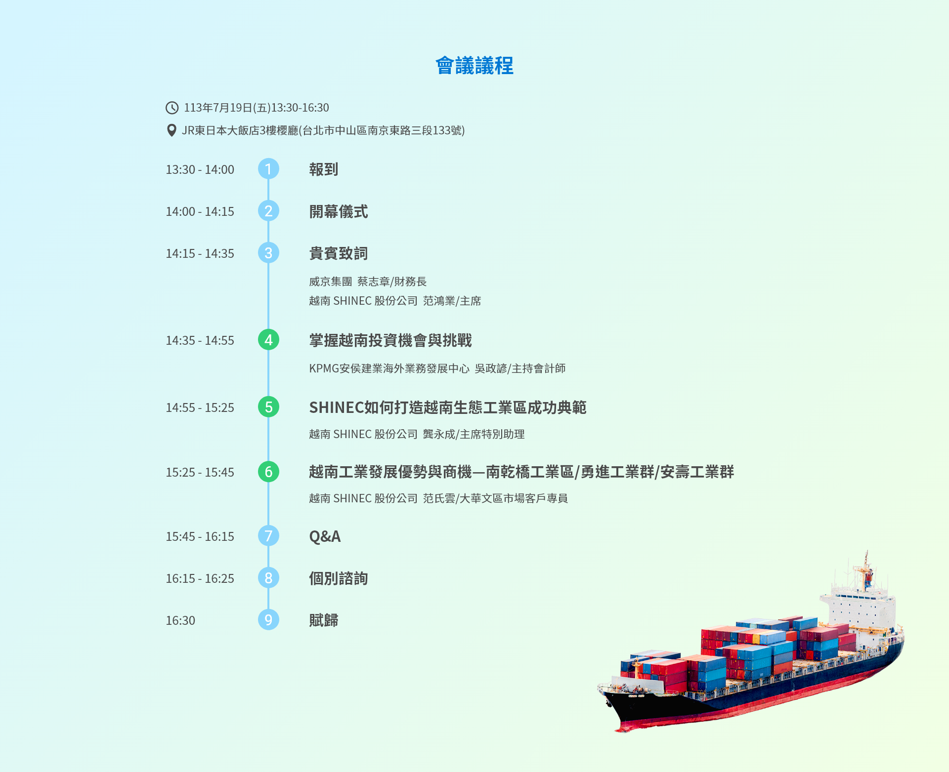 CDRI 越南投資新視野 會議議程